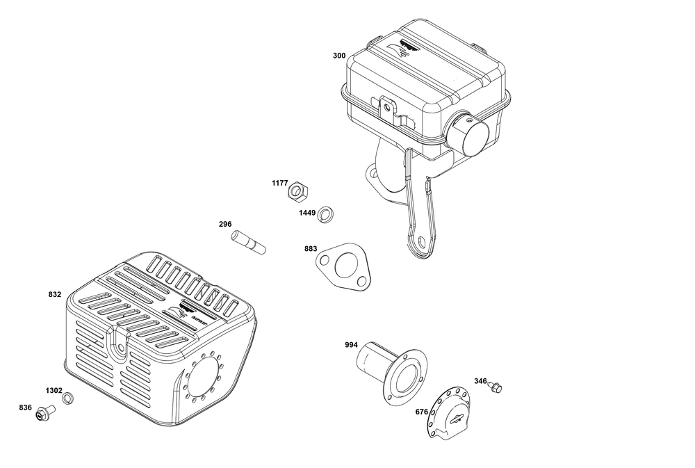 Exhaust Group Diagram and Parts List for 12V337-0167-F1 100000 - 19Z999 Briggs and Stratton Engine